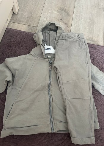 Erkek Çocuk Gri Kapüşonlu Fermuarlı Sweatshirt - Görsel 2