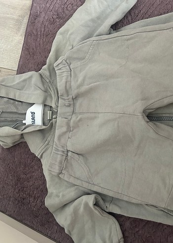 Erkek Çocuk Gri Kapüşonlu Fermuarlı Sweatshirt - Görsel 4