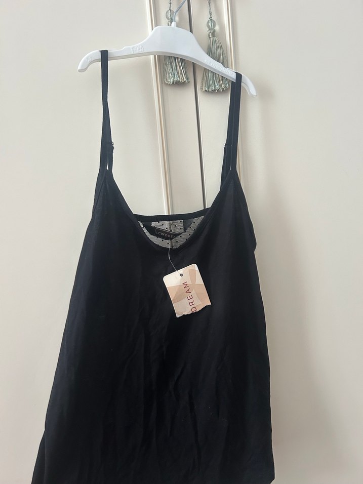 Dantel Detaylı Siyah Askılı Kadın Atlet - Görsel 3