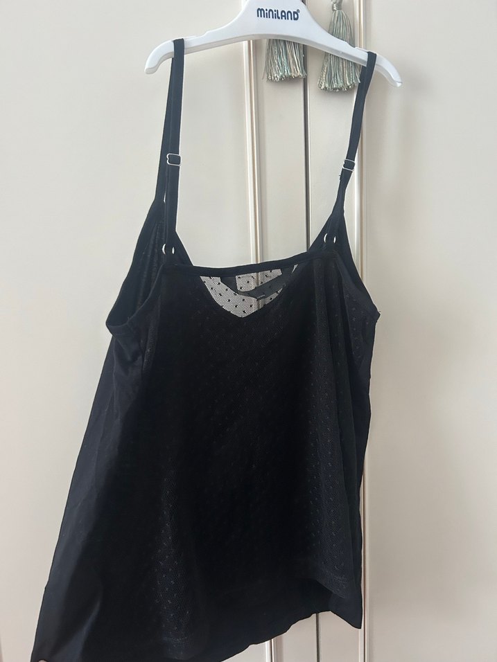 Dantel Detaylı Siyah Askılı Kadın Atlet - Görsel 2