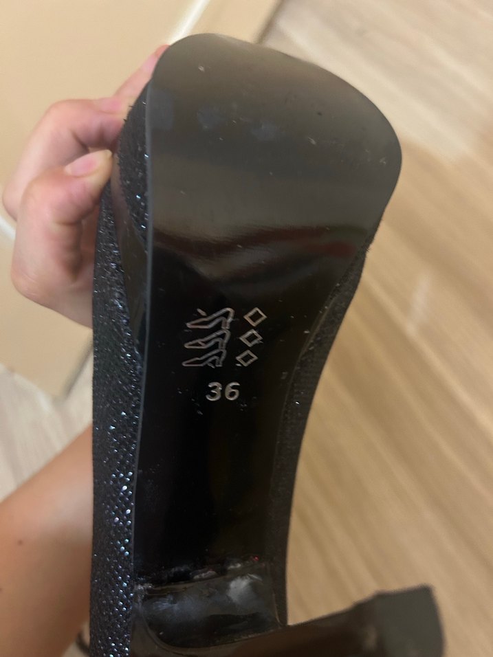 Siyah simli Stiletto Kadın Ayakkabı - Görsel 3