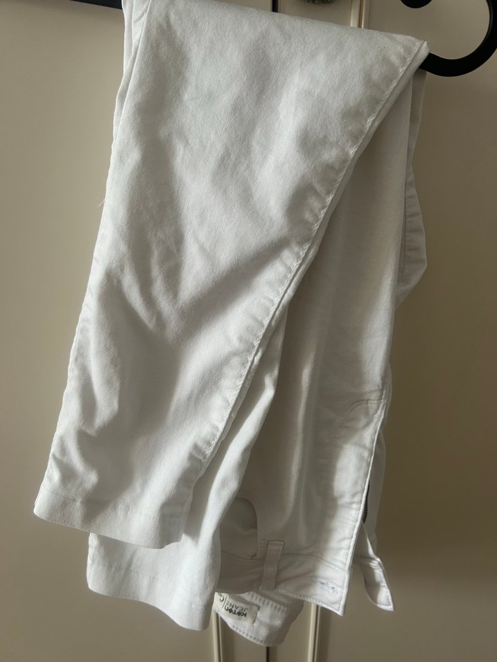 Beyaz likralı  Midi Kadın Pantolon - Görsel 2