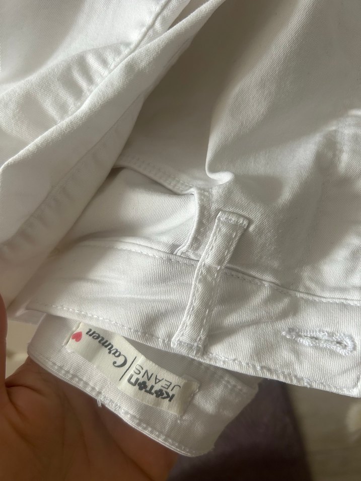 Beyaz likralı  Midi Kadın Pantolon - Görsel 3