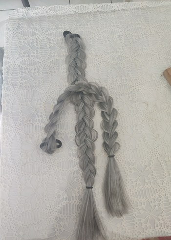 Gri Örgülü Püsküllü Bohem Saç Aksesuarı