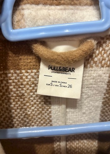 Pull and Bear Düğmeli Krem Kahve Ekose Kadın Gömlek