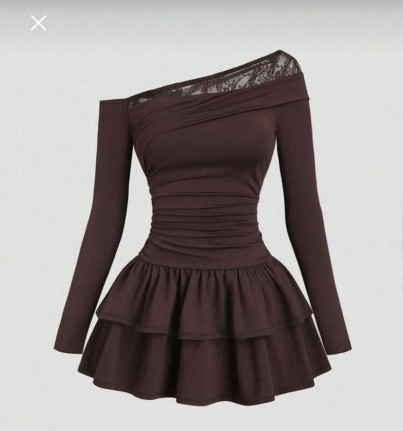 Kahverengi Uzun Kollu Elbise - Görsel 2