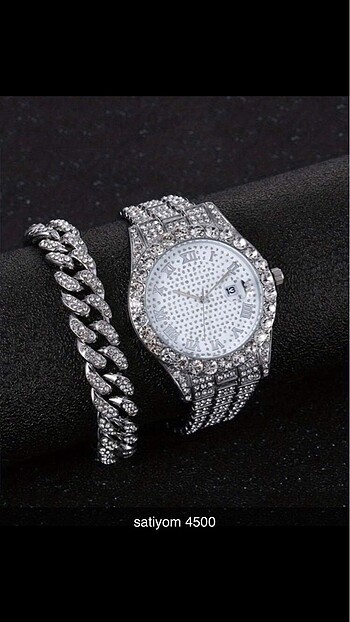 gümüş diamond chain saat bileklik