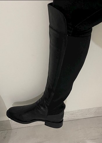 37 Beden siyah Renk Deri Siyah Dizüstü Tokalı Stiletto Çizme