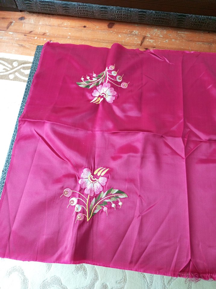 Bordo Saten yastık başi - Görsel 5