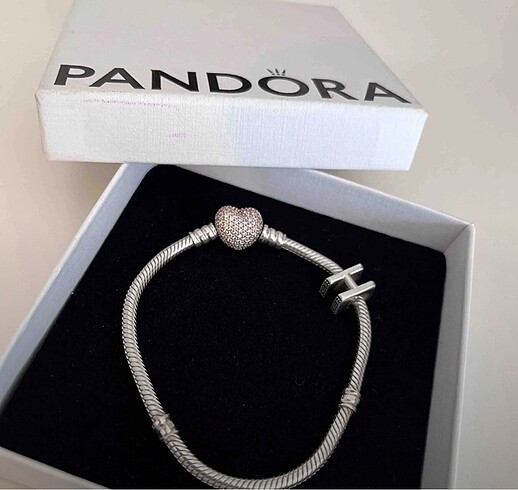 Pandora Taşlı Rose Kalp Klipsli Bileklik