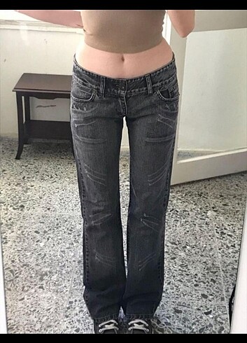 Gothic y2k jeans düşük bel bol paça