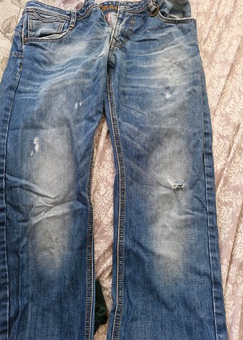 Diğer Baskılı Düğmeli Geniş Kesim Kadın Kot Pantolon vintage