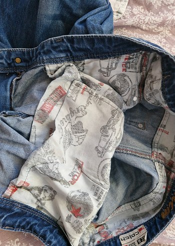 Baskılı Düğmeli Geniş Kesim Kadın Kot Pantolon vintage