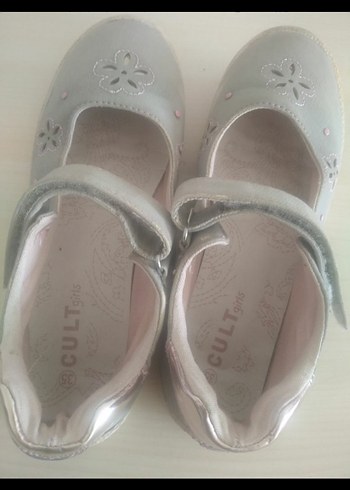 Kız Çocuk Gri Nakışlı Babet Ayakkabı - Görsel 2