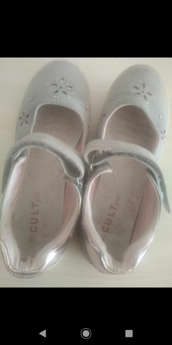 Kız Çocuk Gri Nakışlı Babet Ayakkabı - Görsel 2