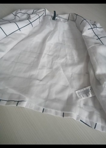 Beyaz Ekose Desenli Kadın Blazer Ceket - Görsel 2