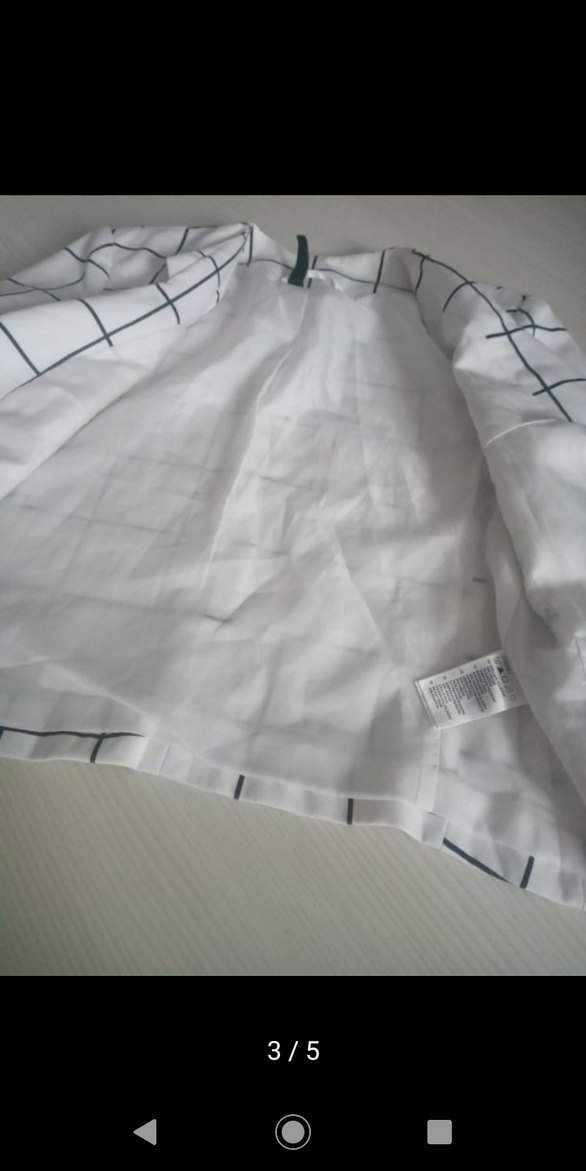 Beyaz Ekose Desenli Kadın Blazer Ceket - Görsel 2