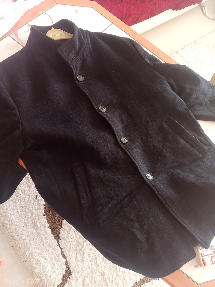 Düğmeli Koyu Gri Keten Erkek Ceket - Görsel 4