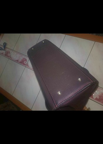 Bordo Yılan Derisi Desenli Kadın Deri Çanta - Görsel 2