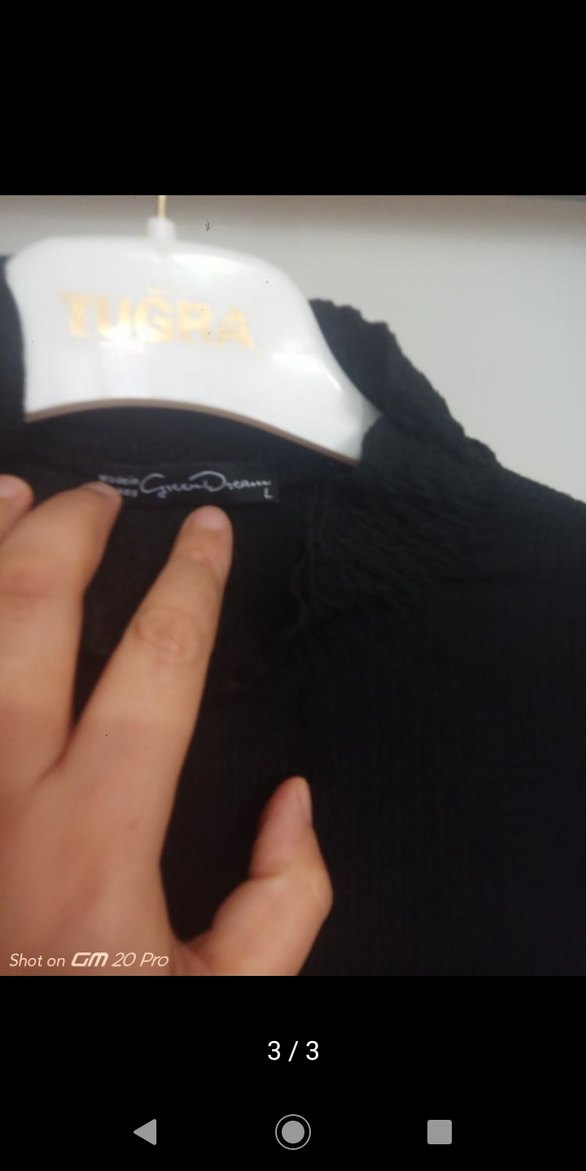 Düğmeli Siyah Kısa Kollu Keten Bluz - Görsel 2