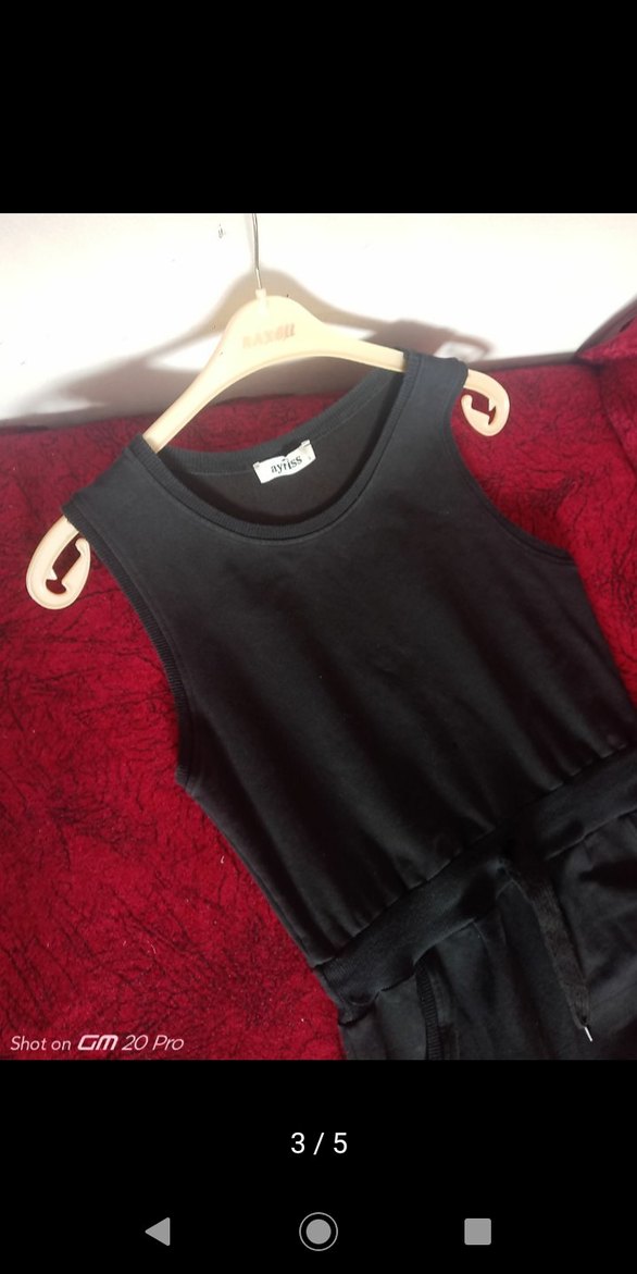 Siyah Süet Kemerli Kısa Kadın Tulum - Görsel 2