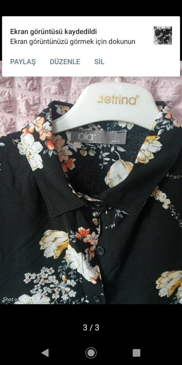 Çiçek Desenli Siyah Mini Gömlek - Görsel 2