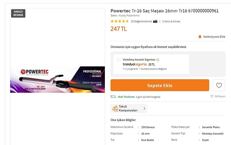 Powertech saç maşası