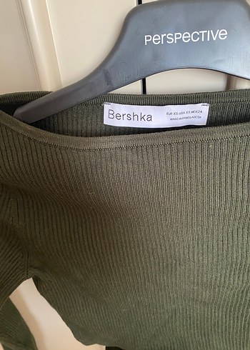 Kadın haki crop Triko Kazak - Görsel 2