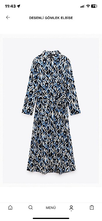 Zara desenli midi elbise