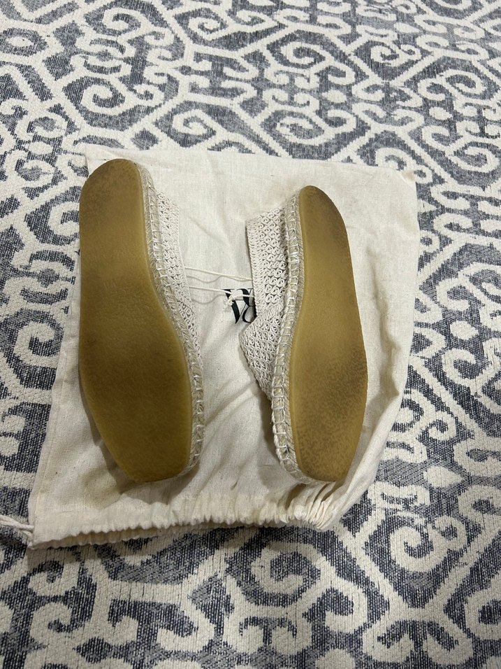 Beyaz Örgü Kadın Espadril - Görsel 4