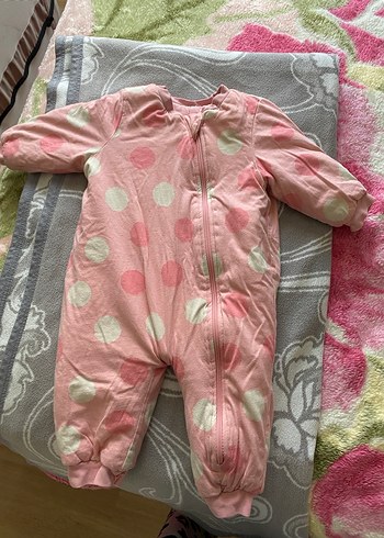 Pembe Düğmeli Bebek Kış Tulumu - Görsel 3