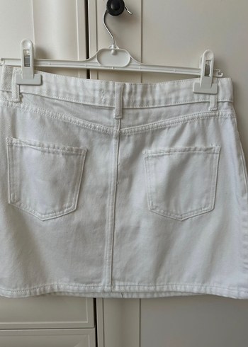 40 Beden Beyaz Denim Mini Etek