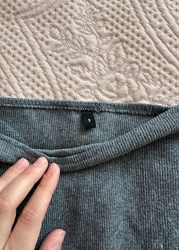 Gri Kadın düşük omuz crop - Görsel 2