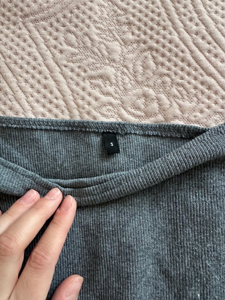 Gri Kadın düşük omuz crop - Görsel 2