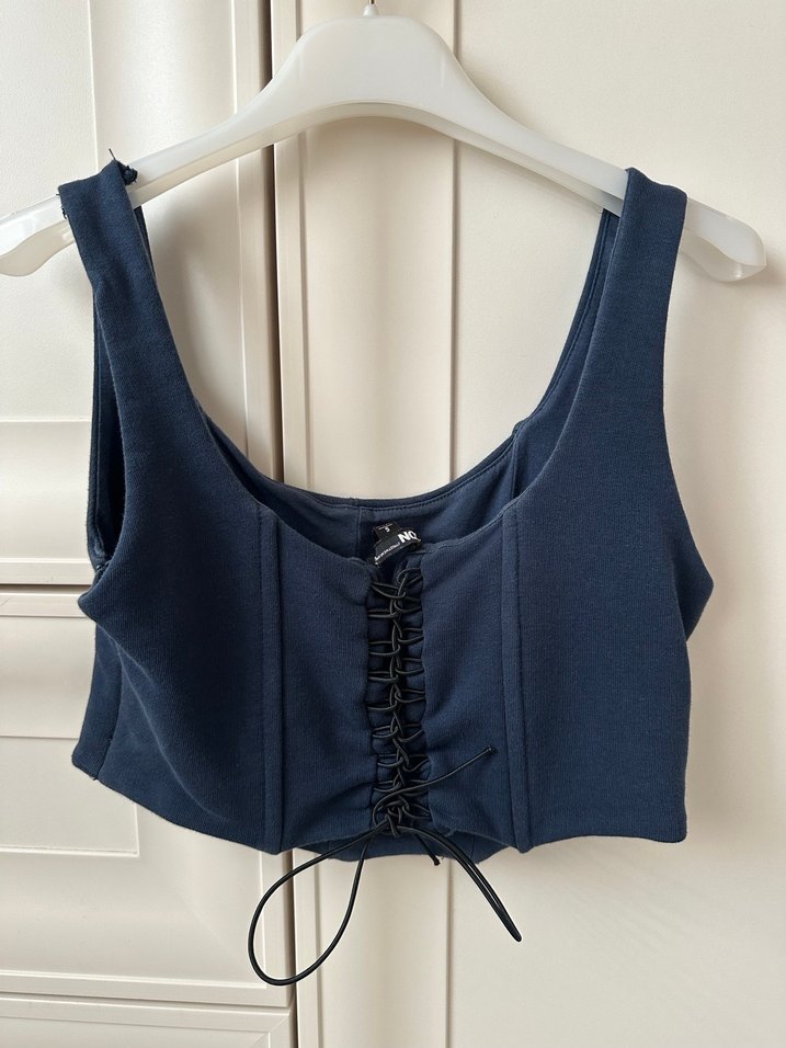 Mavi Denim Kısa Kadın Korse Bustiyer - Görsel 2