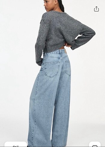 Pull and Bear Gri Rahat Kesim Kadın Denim Jean