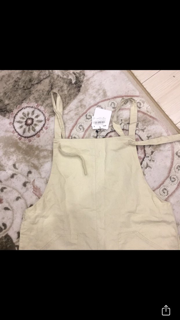 Bej Kadın Kısa Askılı Salopet tulum - Görsel 3