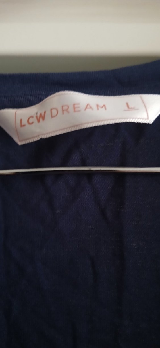 Lacivert V Yakalı Uzun Kollu Keten Bluz boy 67 en 57 sıfır - Görsel 3