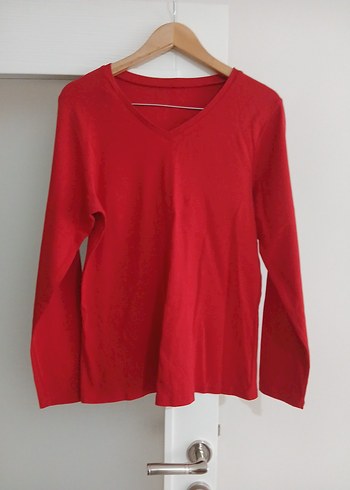 Kırmızı V Yaka Kadın penye 67 boy en 55 cm - Görsel 4