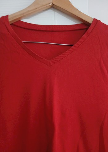 Kırmızı V Yaka Kadın penye 67 boy en 55 cm - Görsel 3