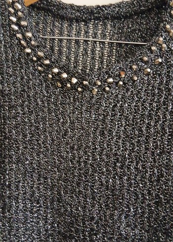 Gri Örgü Uzun Kollu Triko Kazak - Görsel 3