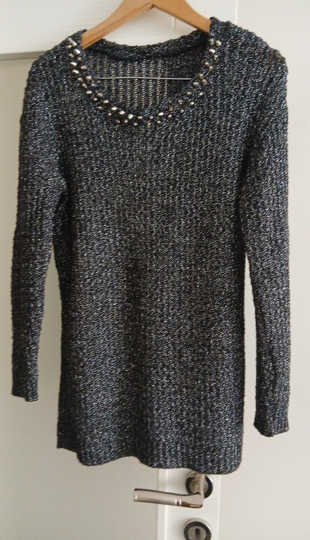 Gri Örgü Uzun Kollu Triko Kazak - Görsel 5