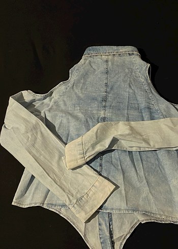 Nakışlı Düğmeli Kot Gömlek - Görsel 2