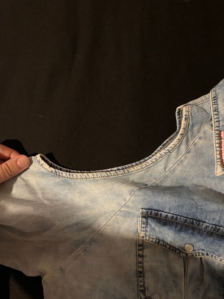 Nakışlı Düğmeli Kot Gömlek - Görsel 4