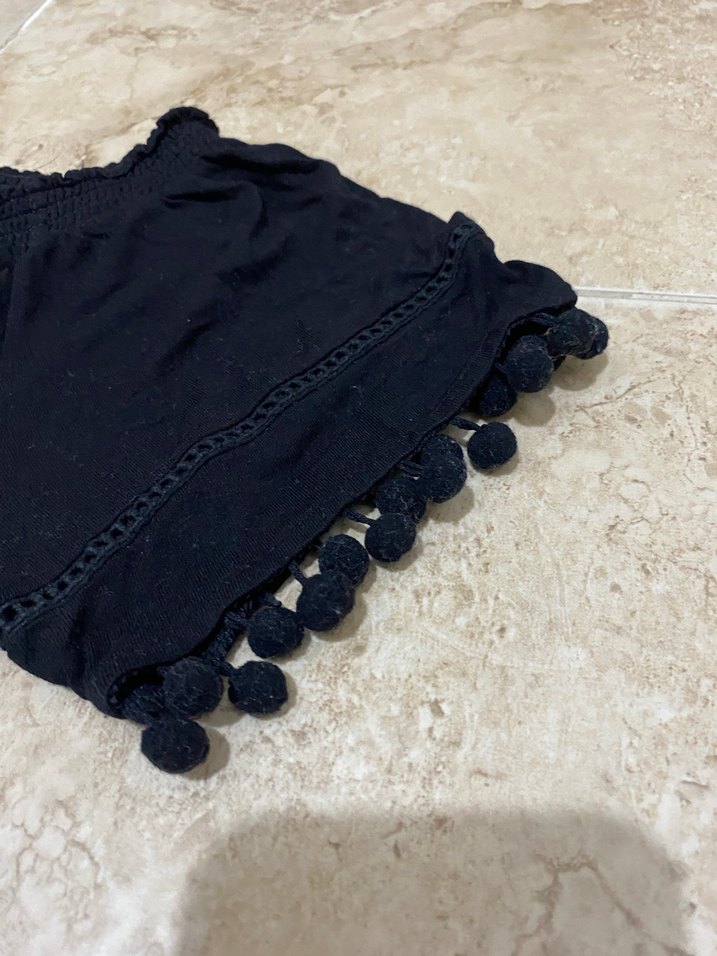 Püsküllü Siyah Kadın Mini Bluz - Görsel 4