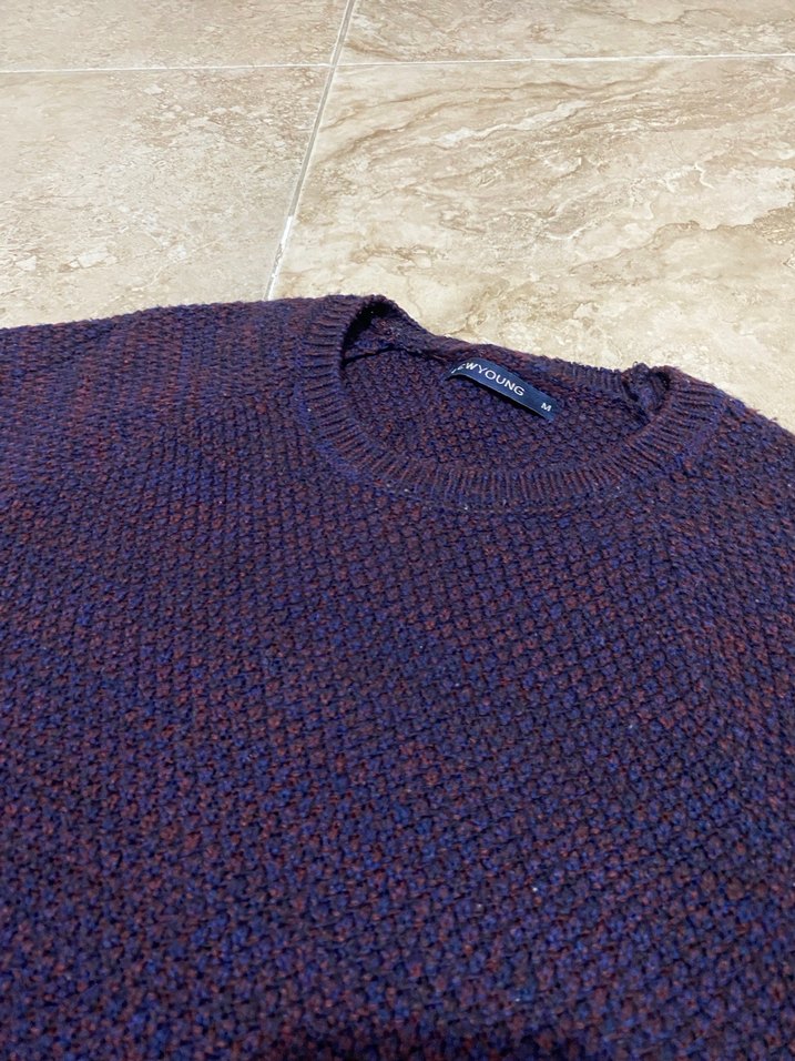 Bordo Erkek Örgü Yün Kazak - Görsel 2