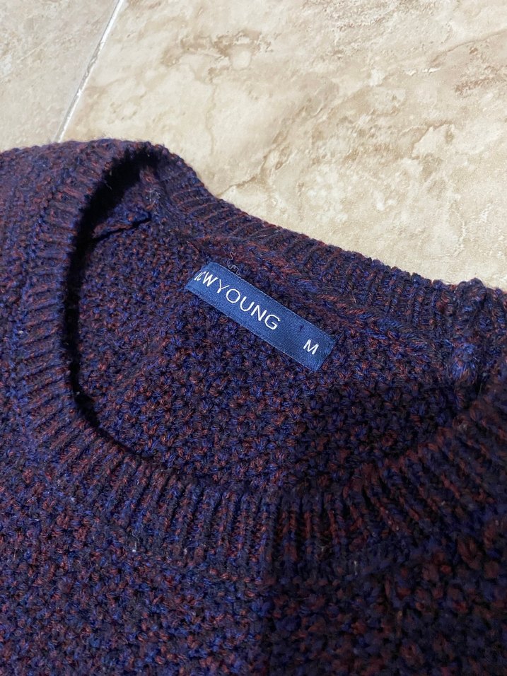 Bordo Erkek Örgü Yün Kazak - Görsel 3