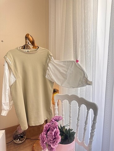 Diğer Kendinden gömlekli balon kol sweatshirt