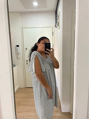 xl Beden MANGO ÇİZGİLİ ELBİSE