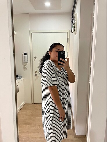 xl Beden beyaz Renk MANGO ÇİZGİLİ ELBİSE